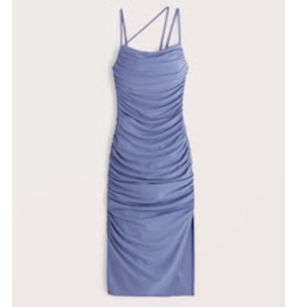 Abercrombie & Fitch Asymmetrical Strappy Ruched Midi Dress